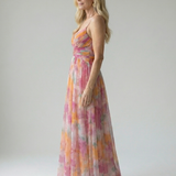 Vestido Maxi Cruzado con Degradado de Color y Tirantes Finos