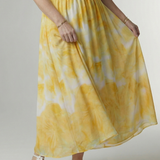 Vestido Midi Halter con Cintura Fruncida
