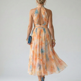 Vestido Midi Halter con Detalle Fruncido