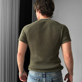 Camiseta de punto de corte ajustado – Caqui