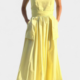 Vestido Largo sin Tirantes con Cordones Laterales Ajustables