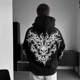 Sudadera oversize con capucha Tribal Skull – Negro