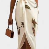 Vestido Cruzado con Estampado de Hojas