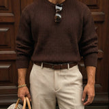 Jersey oversize de punto estructurado – Marrón oscuro