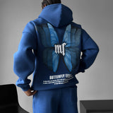 Sudadera oversize con capucha Butterfly Effect – Azul noche