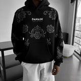 Sudadera oversize con capucha Damask – Negro