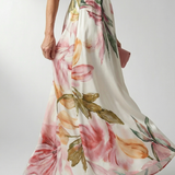 Vestido Maxi Halter con Estampado Floral Grande