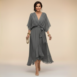 Vestido de Chifón con Escote en V