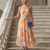 Vestido Midi Halter con Detalle Fruncido