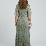 Vestido Maxi Halter Floral en Verde Salvia