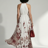 Vestido Maxi Floral de Manga Larga con Falda Voluminosa