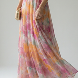 Vestido Maxi Cruzado con Degradado de Color y Tirantes Finos