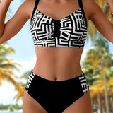 Elena | Bikini estampado elegante de dos piezas