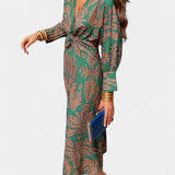 Vestido Maxi con Escote en V y Nudo Frontal