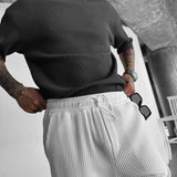 Pantalón de canalé de corte holgado – Blanco