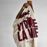 Camiseta oversize Vivre la Vie – Beige