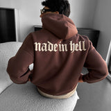 Sudadera oversize con capucha Made in Hell – Marrón