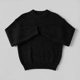 Jersey de estructura a rayas y corte holgado – Negro