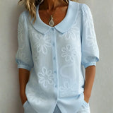 Clotilde™ | Blusa con cuello Peter Pan y bordado floral