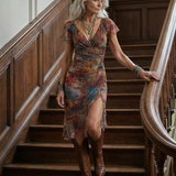 Vestido Midi Halter con Bajo Asimétrico y Abertura Lateral