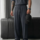Pantalón básico de pinzas y corte holgado – Gris tormenta
