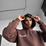 Sudadera oversize con capucha Made in Hell – Marrón