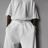 Camiseta oversize de pana – Blanco