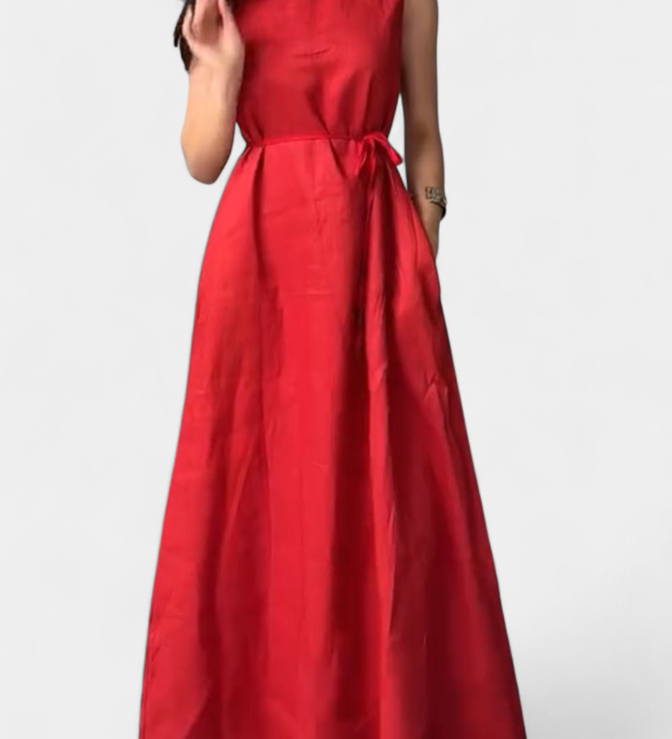 Vestido Suave sin Mangas con Lazo Ajustable