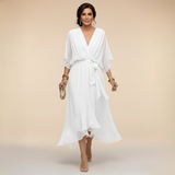 Vestido de Chifón con Escote en V