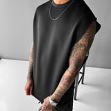 Camiseta oversize de tirantes en tejido técnico – Negro