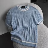 Camiseta de punto trenzado de corte regular – Azul bebé
