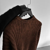 Jersey oversize lavado de canalé – Marrón