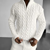 Jersey oversize de cuello trenzado con cremallera – Blanco