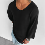 Camiseta larga oversize de punto – Negro