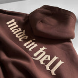 Sudadera oversize con capucha Made in Hell – Marrón