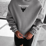 Sudadera oversize con capucha Bull – Gris seta