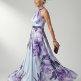 Vestido Maxi Halter con Estampado Floral Grande