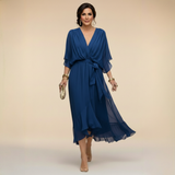 Vestido de Chifón con Escote en V