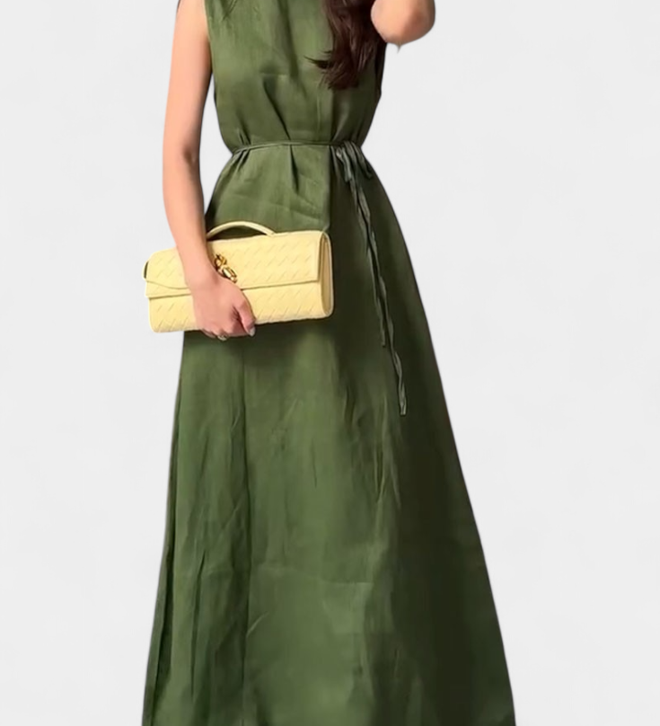 Vestido Suave sin Mangas con Lazo Ajustable