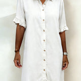 Vestido Camisero Denim con Volantes