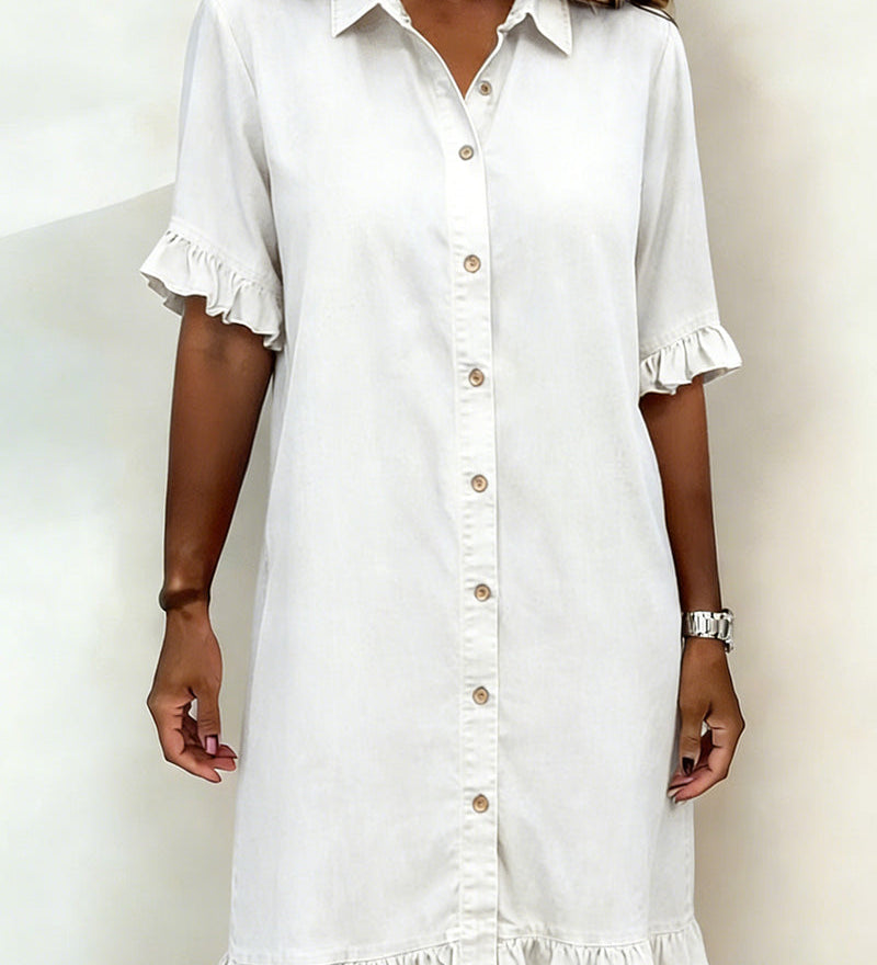 Vestido Camisero Denim con Volantes