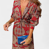 Vestido Maxi con Escote en V y Nudo Frontal