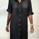 Vestido Camisero Denim con Volantes