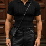 Polo de punto de corte ajustado – Negro