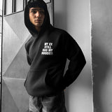 Sudadera oversize con capucha EX Part II – Negro y blanco