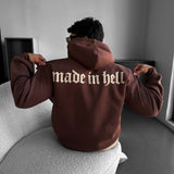 Sudadera oversize con capucha Made in Hell – Marrón