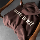 Sudadera oversize con capucha Made in Hell – Marrón