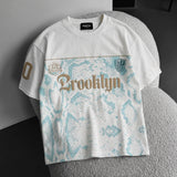 Camiseta oversize Brooklyn – Crudo y turquesa