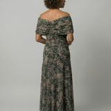 Vestido Midi Off-Shoulder con Escote Drapeado