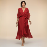 Vestido de Chifón con Escote en V